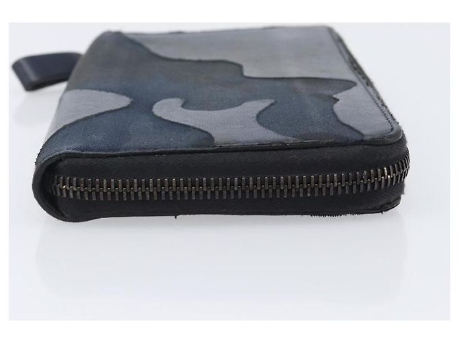 VALENTINO Long Wallet Canvas Navy Silver Auth bs37216 Silvery Navy blue - view 3