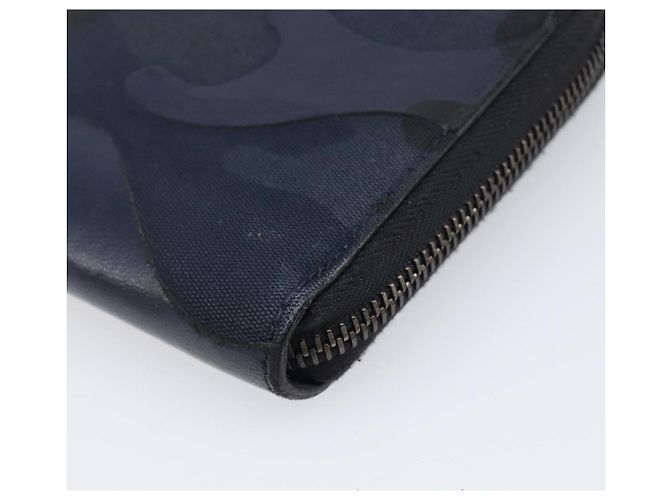 VALENTINO Long Wallet Canvas Navy Silver Auth bs37216 Silvery Navy blue - view 7