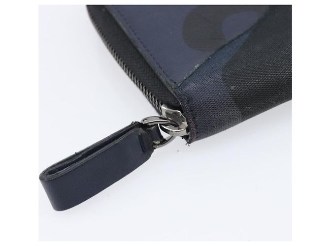 VALENTINO Long Wallet Canvas Navy Silver Auth bs37216 Silvery Navy blue - view 8