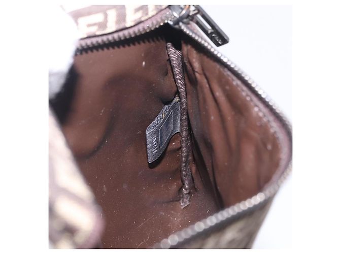 FENDI Zucchino Canvas Pouch Brown Silver 7N0013 Auth mr2999 Braun Silber - Ansicht 11