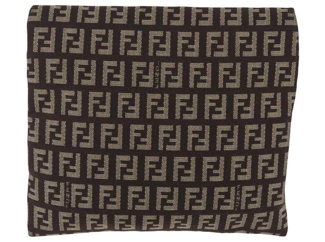 FENDI Zucchino Canvas Pouch Brown Silver 7N0013 Auth mr2999 Braun Silber - Ansicht 2