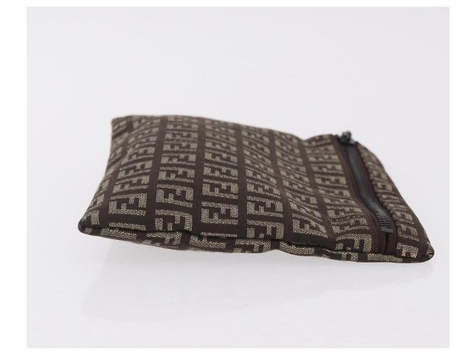 FENDI Zucchino Canvas Pouch Brown Silver 7N0013 Auth mr2999 Braun Silber - Ansicht 3