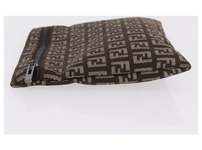 FENDI Zucchino Canvas Pouch Brown Silver 7N0013 Auth mr2999 Braun Silber - Ansicht 4