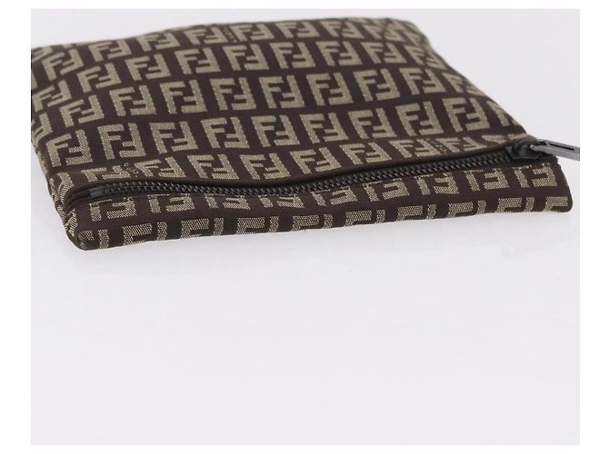 FENDI Zucchino Canvas Pouch Brown Silver 7N0013 Auth mr2999 Braun Silber - Ansicht 5