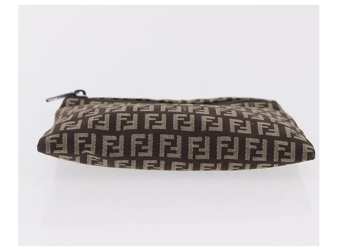 FENDI Zucchino Canvas Pouch Brown Silver 7N0013 Auth mr2999 Braun Silber - Ansicht 6