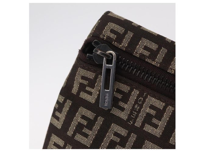 FENDI Zucchino Canvas Pouch Brown Silver 7N0013 Auth mr2999 Braun Silber - Ansicht 8