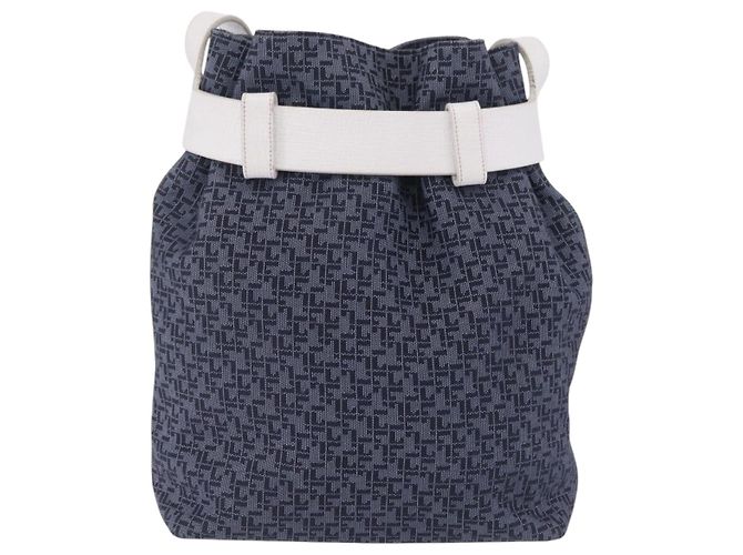 LOEWE Schultertasche Canvas Blue Gold Auth bs37397A Blau Golden - Ansicht 2
