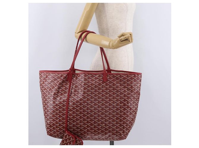 Borsa Tote GOYARD Herringbone Saint Louis GM PVC Rossa Auth 204928A Rosso - vista 33