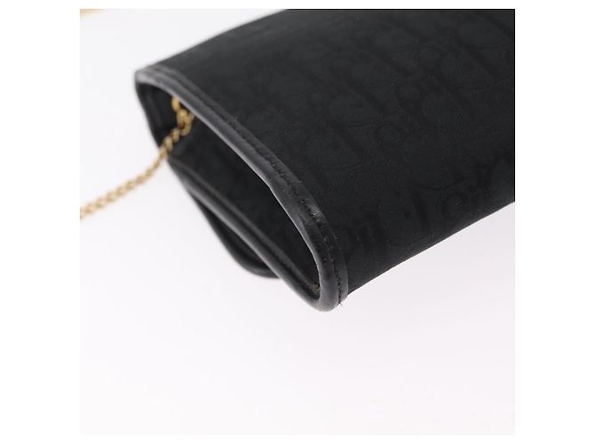 Borsa a tracolla con catena Christian Dior Trotter Canvas Nero Oro Auth ep16211 D'oro - vista 12