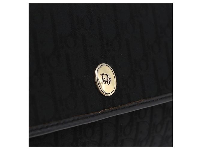 Borsa a tracolla con catena Christian Dior Trotter Canvas Nero Oro Auth ep16211 D'oro - vista 14
