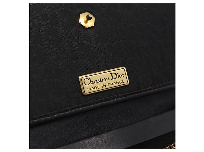 Borsa a tracolla con catena Christian Dior Trotter Canvas Nero Oro Auth ep16211 D'oro - vista 16