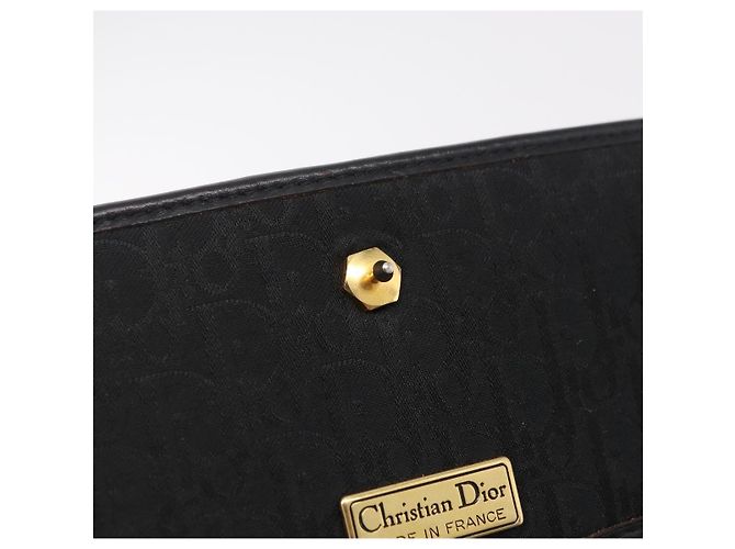 Borsa a tracolla con catena Christian Dior Trotter Canvas Nero Oro Auth ep16211 D'oro - vista 17