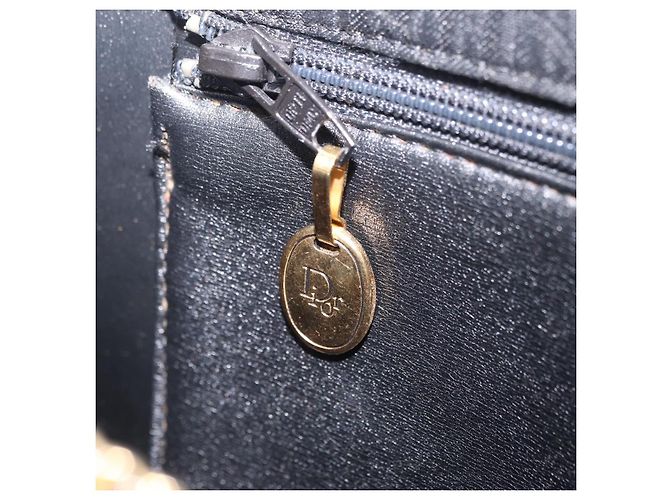 Borsa a tracolla con catena Christian Dior Trotter Canvas Nero Oro Auth ep16211 D'oro - vista 22