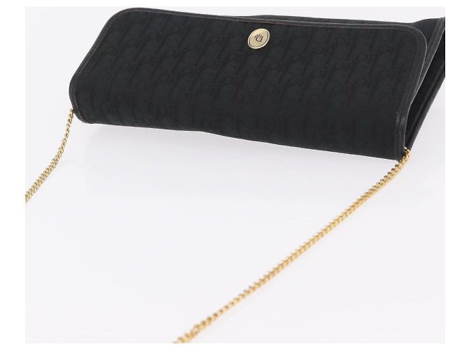 Borsa a tracolla con catena Christian Dior Trotter Canvas Nero Oro Auth ep16211 D'oro - vista 6