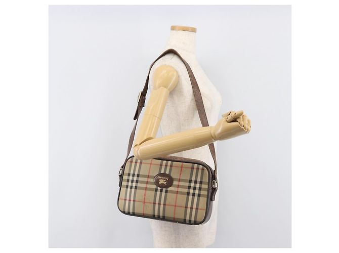 Borsa a tracolla Burberrys Nova Check Canvas Beige Gold Auth 206119 D'oro - vista 26