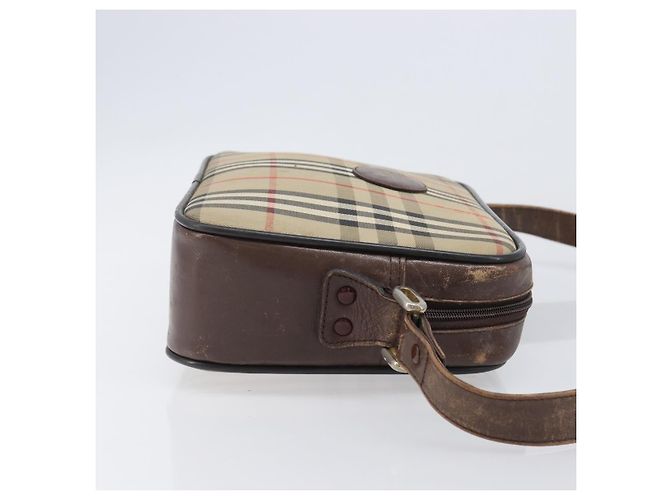 Borsa a tracolla Burberrys Nova Check Canvas Beige Gold Auth 206119 D'oro - vista 3