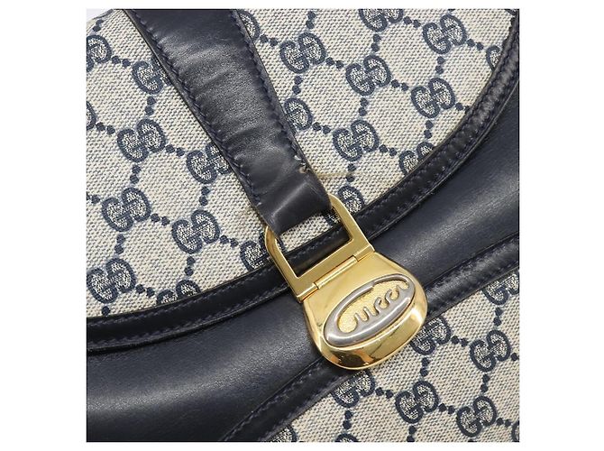 Borsa a tracolla GUCCI GG Supreme PVC Navy Gold Auth ep15976 - vista 15