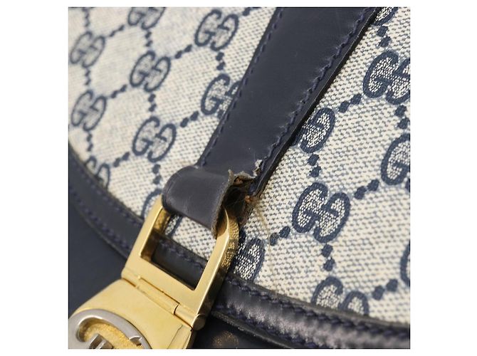Borsa a tracolla GUCCI GG Supreme PVC Navy Gold Auth ep15976 - vista 16
