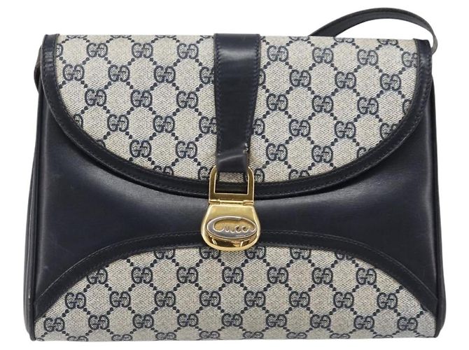 Borsa a tracolla GUCCI GG Supreme PVC Navy Gold Auth ep15976 - vista 2