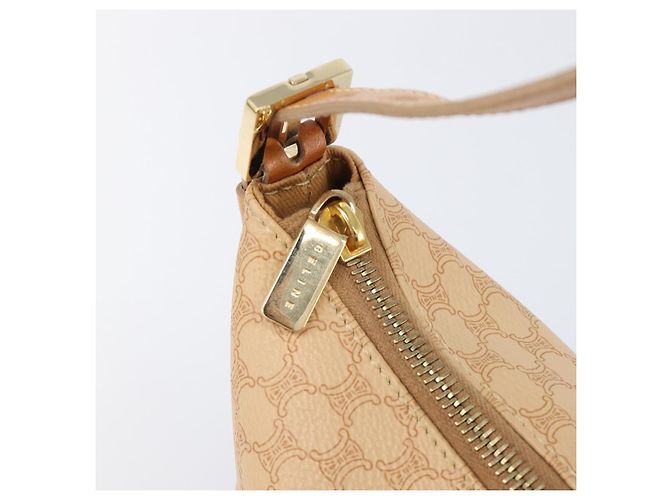Céline Pouch accessori CELINE Macadam Canvas PVC Leather Beige Gold Auth 206085V D'oro - vista 18