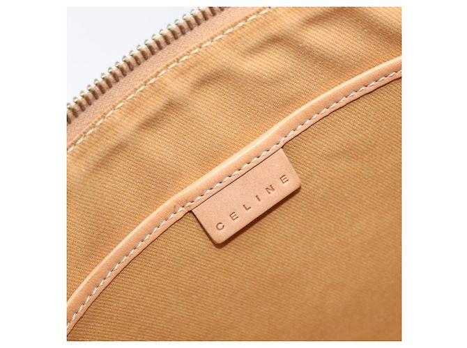 Céline Pouch accessori CELINE Macadam Canvas PVC Leather Beige Gold Auth 206085V D'oro - vista 19