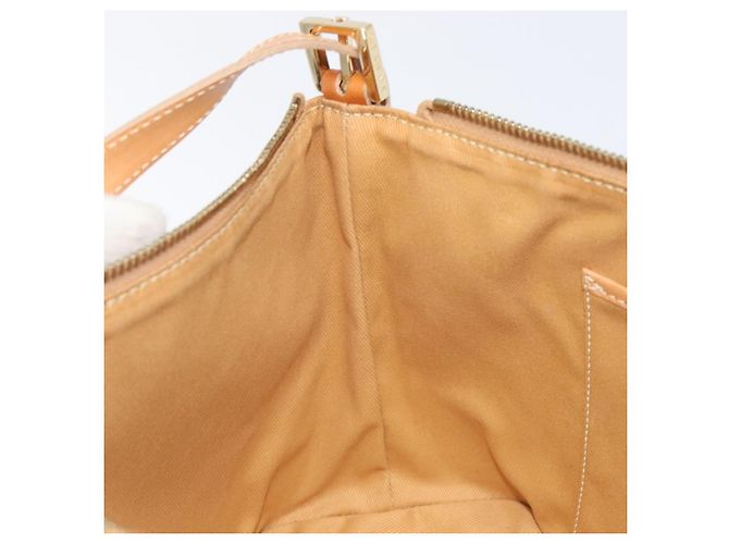 Céline Pouch accessori CELINE Macadam Canvas PVC Leather Beige Gold Auth 206085V D'oro - vista 21