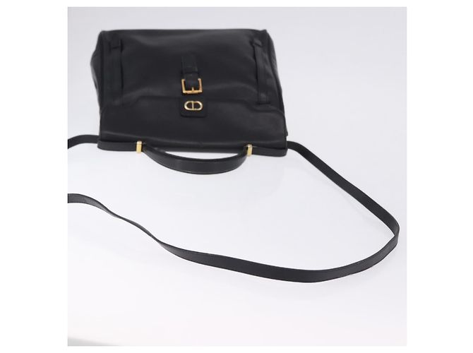 Borsa a mano Christian Dior in pelle 2way Nera Tono Oro Auth 201324 Nero - vista 10
