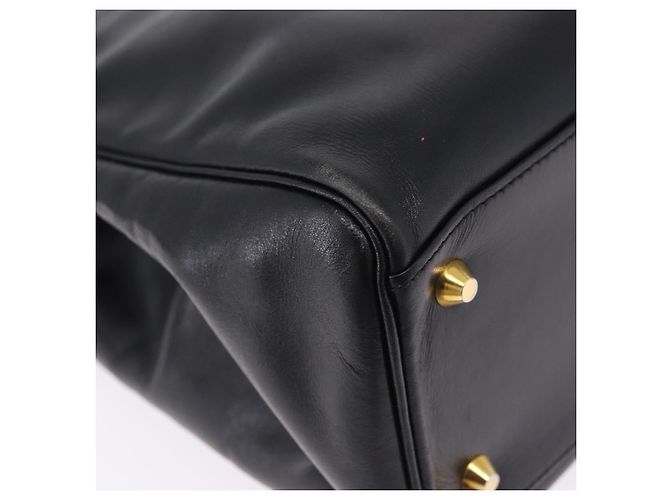 Borsa a mano Christian Dior in pelle 2way Nera Tono Oro Auth 201324 Nero - vista 18