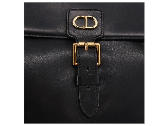 Borsa a mano Christian Dior in pelle 2way Nera Tono Oro Auth 201324 Nero - vista 20