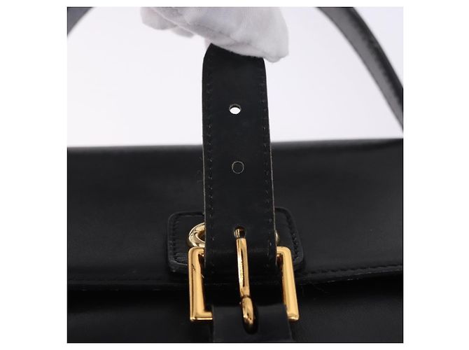 Borsa a mano Christian Dior in pelle 2way Nera Tono Oro Auth 201324 Nero - vista 21