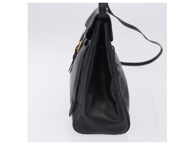 Borsa a mano Christian Dior in pelle 2way Nera Tono Oro Auth 201324 Nero - vista 4