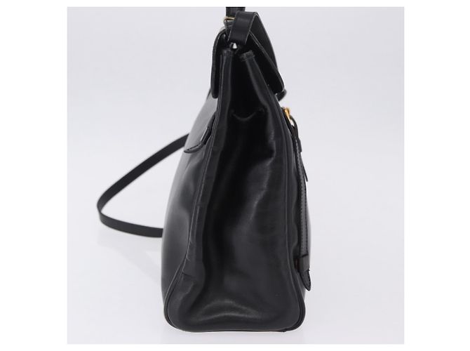 Borsa a mano Christian Dior in pelle 2way Nera Tono Oro Auth 201324 Nero - vista 5