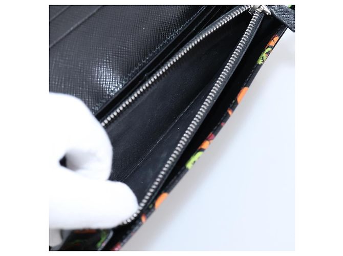 Saffiano Portafoglio lungo PRADA in pelle Safiano nero argento Auth 206067V - vista 10