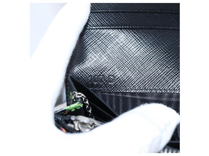 Saffiano Portafoglio lungo PRADA in pelle Safiano nero argento Auth 206067V - vista 11