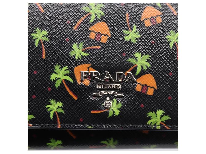 Saffiano Portafoglio lungo PRADA in pelle Safiano nero argento Auth 206067V - vista 17