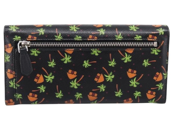Saffiano Portafoglio lungo PRADA in pelle Safiano nero argento Auth 206067V - vista 2