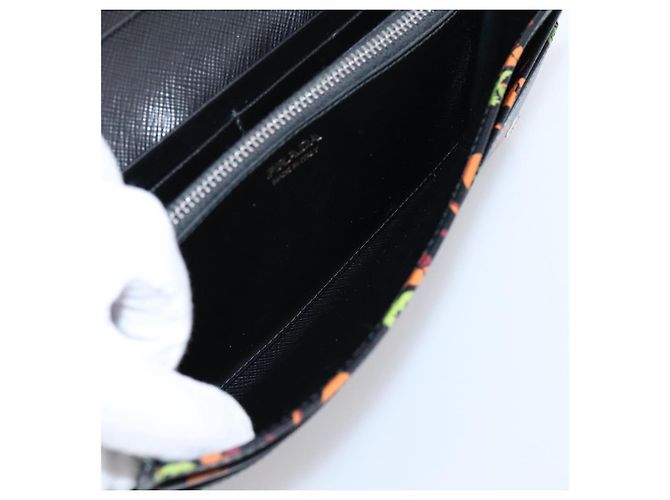 Saffiano Portafoglio lungo PRADA in pelle Safiano nero argento Auth 206067V - vista 21