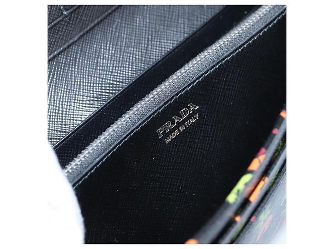 Saffiano Portafoglio lungo PRADA in pelle Safiano nero argento Auth 206067V - vista 22