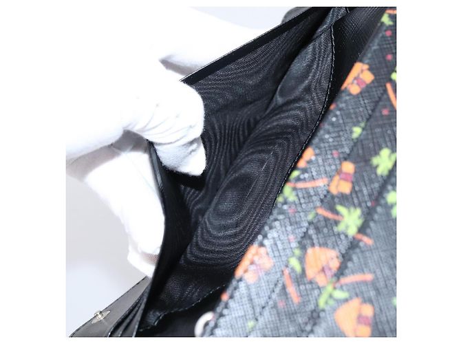 Saffiano Portafoglio lungo PRADA in pelle Safiano nero argento Auth 206067V - vista 24