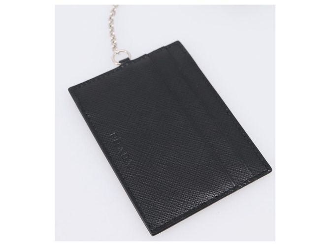 Saffiano Portafoglio lungo PRADA in pelle Safiano nero argento Auth 206067V - vista 26