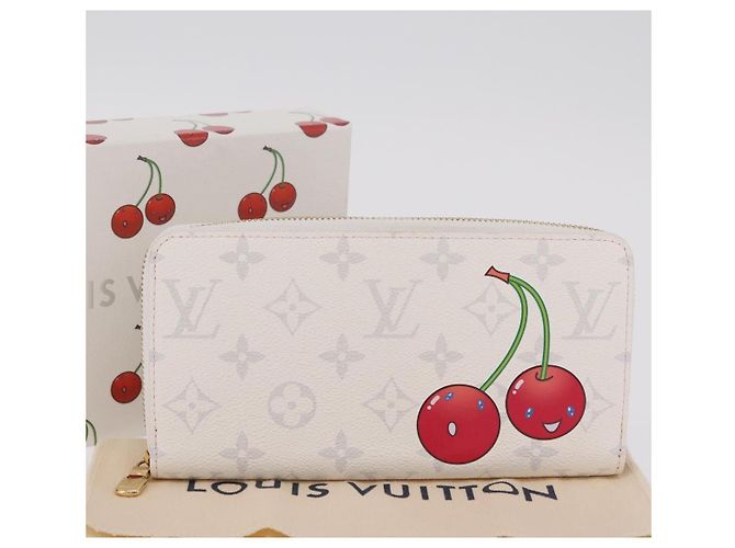 LOUIS VUITTON Monogram Cherry Zippy Long Wallet White M14240 LV Auth 206069SAM Bianco - vista 12
