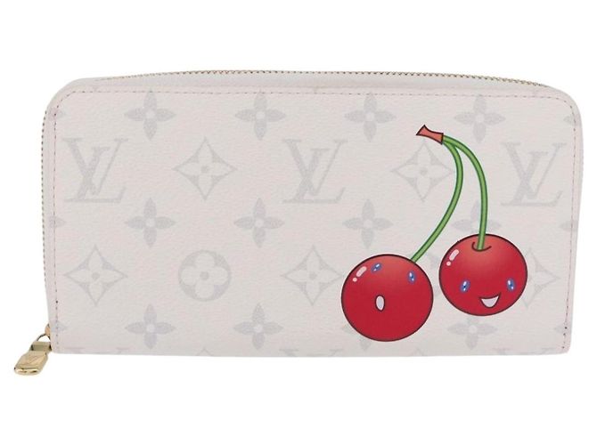 LOUIS VUITTON Monogram Cherry Zippy Long Wallet White M14240 LV Auth 206069SAM Bianco - vista 13