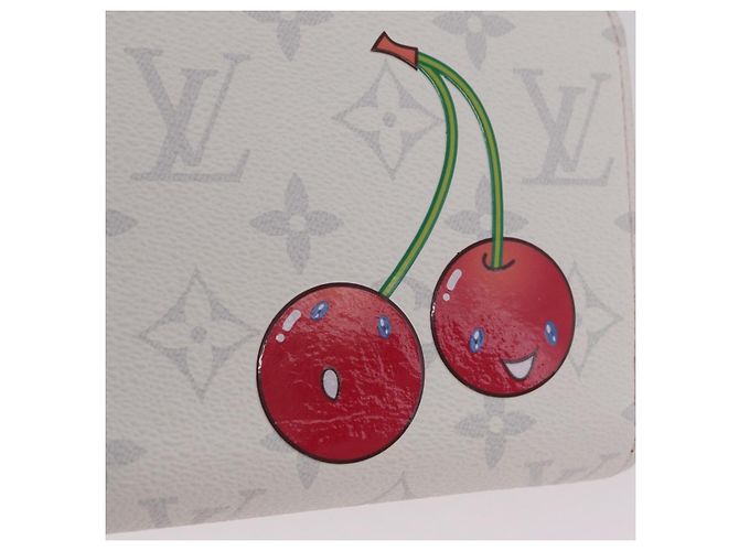LOUIS VUITTON Monogram Cherry Zippy Long Wallet White M14240 LV Auth 206069SAM Bianco - vista 19