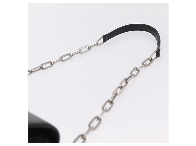 PRADA Chain Shoulder Bag Leather Black Silver Auth mr3021 Silvery - view 14