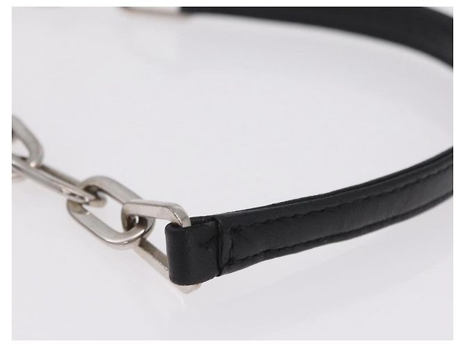 PRADA Chain Shoulder Bag Leather Black Silver Auth mr3021 Silvery - view 15