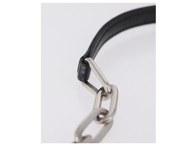 PRADA Chain Shoulder Bag Leather Black Silver Auth mr3021 Silvery - view 16