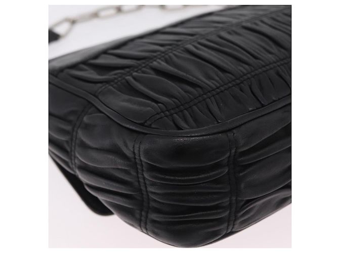 PRADA Chain Shoulder Bag Leather Black Silver Auth mr3021 Silvery - view 19