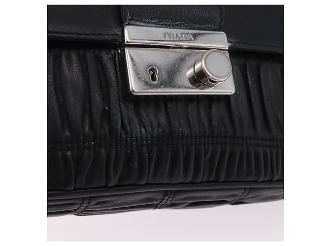 PRADA Chain Shoulder Bag Leather Black Silver Auth mr3021 Silvery - view 21