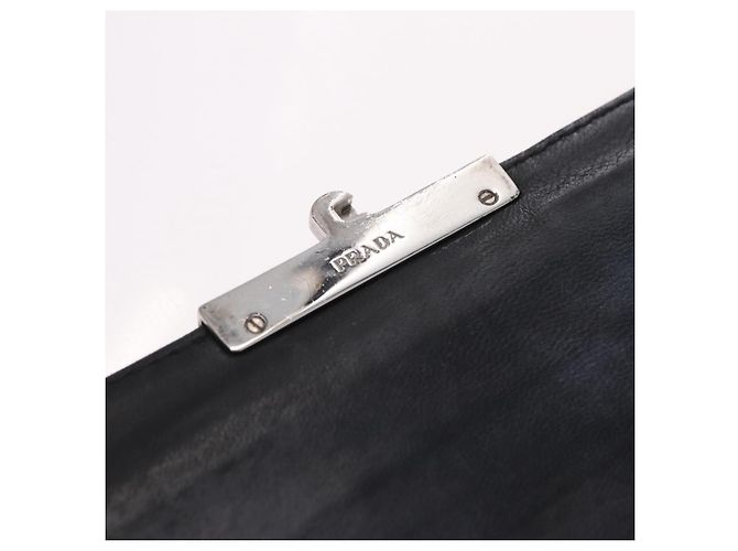 PRADA Chain Shoulder Bag Leather Black Silver Auth mr3021 Silvery - view 24