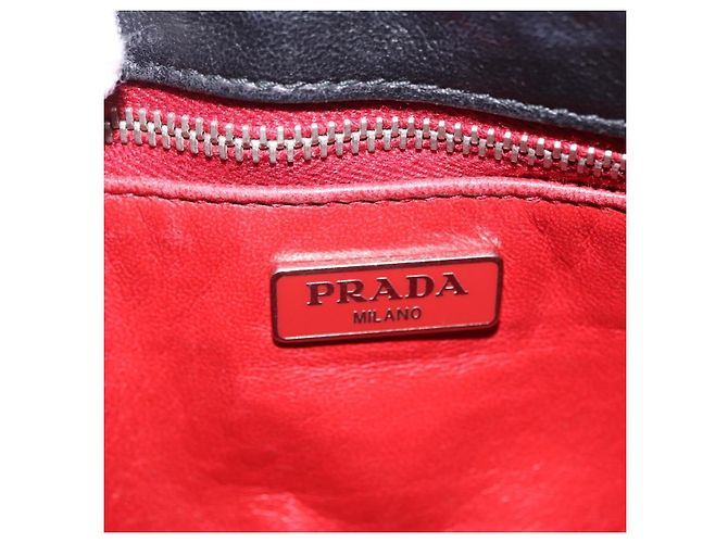 PRADA Chain Shoulder Bag Leather Black Silver Auth mr3021 Silvery - view 27